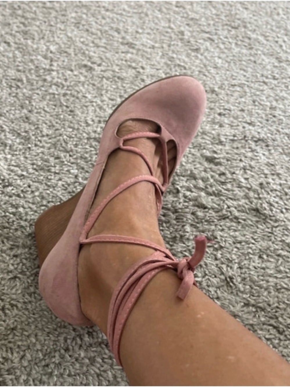 Adrienne Vittadini Dusty Pink Suede Lace-Up Wedge Pumps - Picture 4 of 4